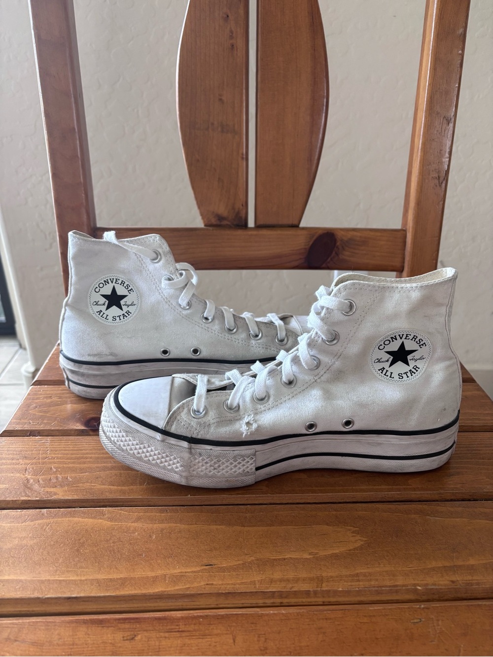 Converse White High Top Canvas Sneakers with Black Logo
